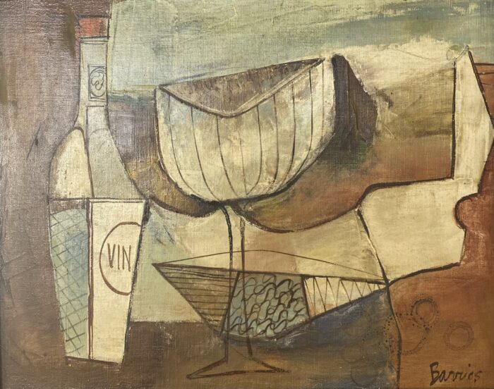 “Cubist Still Life with Wine Bottle”
