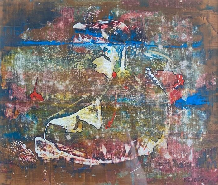 “Red and Blue Abstract Composition”