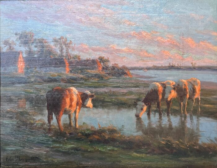 “Landscape with Cows at Dusk”