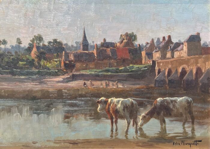 “Sunny Landscape with Cows”
